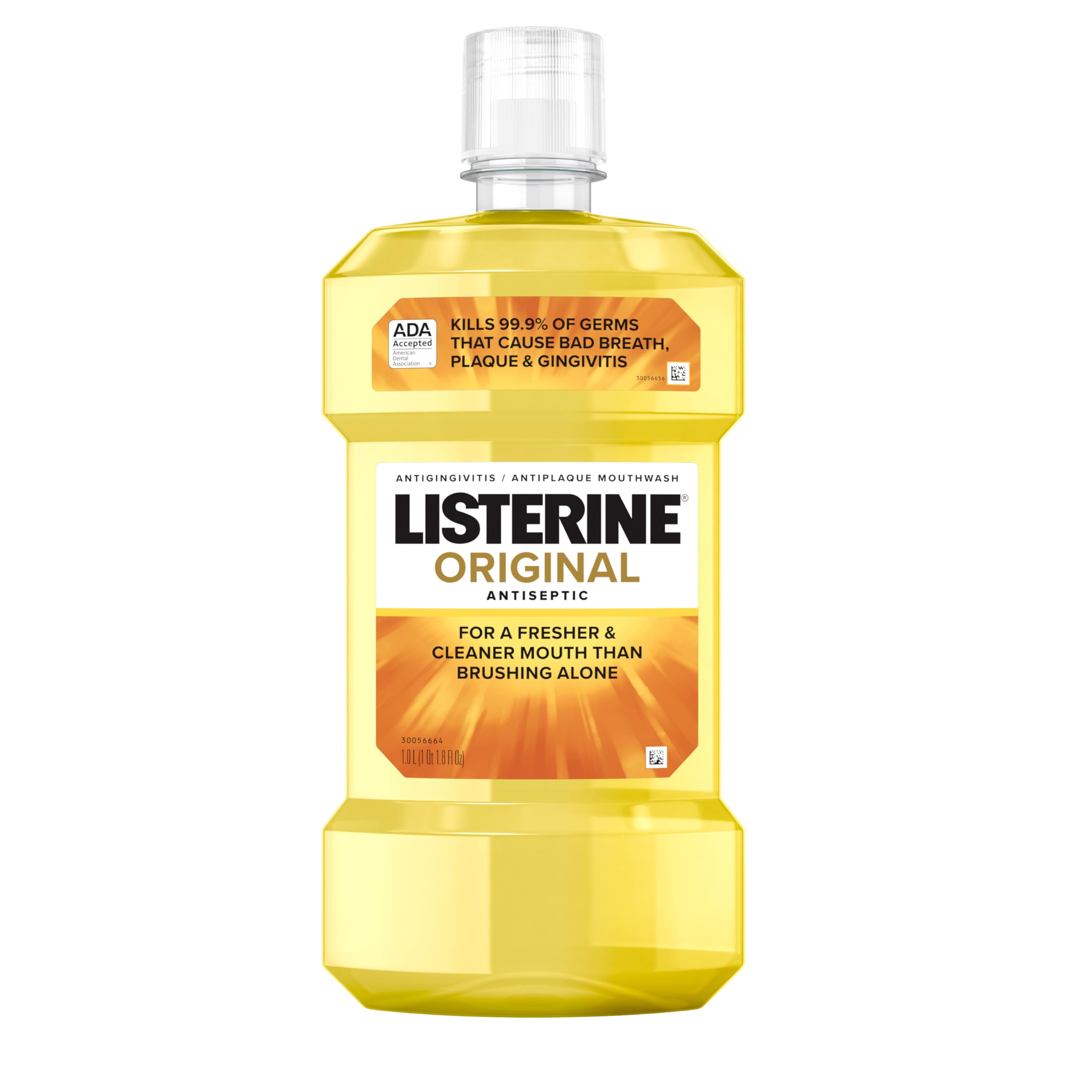 Listerine Original Antiseptic Oral Care Mouthwash to Kill 99% of Germs That Cause Bad Breath Plaque and Gingivitis ADA-Accepted Mouthwash Original Flavored Oral Rinse 1 L